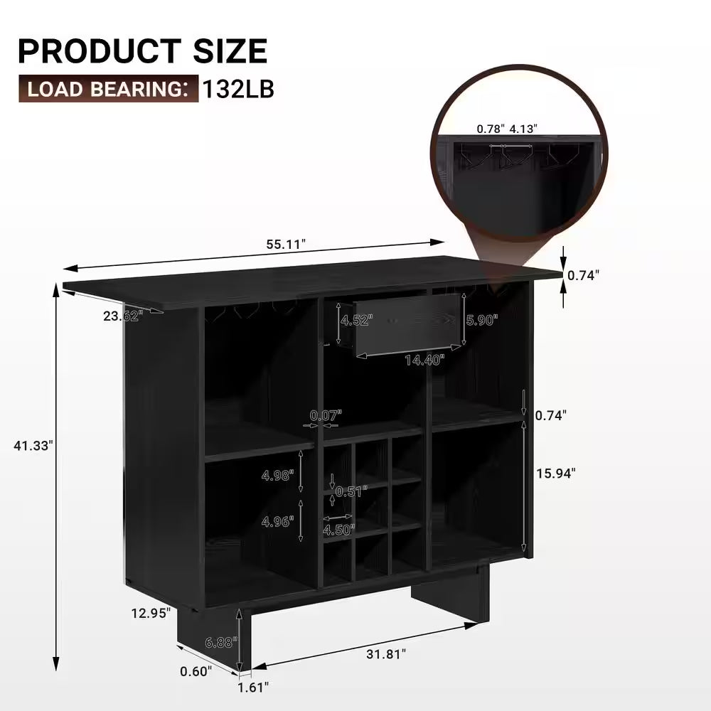 Modern Wine Cabinet Coffee Bar Cabinet with Wine Rack and Drawers