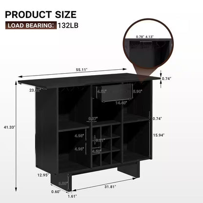 Modern Wine Cabinet Coffee Bar Cabinet with Wine Rack and Drawers