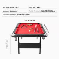 Billiards Table, 7 Ft. Pool Table, Portable Foldable Space-Saving Table, Billiard Table Set Includes Balls, Cues, Chalks