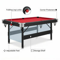 Billiards Table, 7 Ft. Pool Table, Portable Foldable Space-Saving Table, Billiard Table Set Includes Balls, Cues, Chalks — How It Works